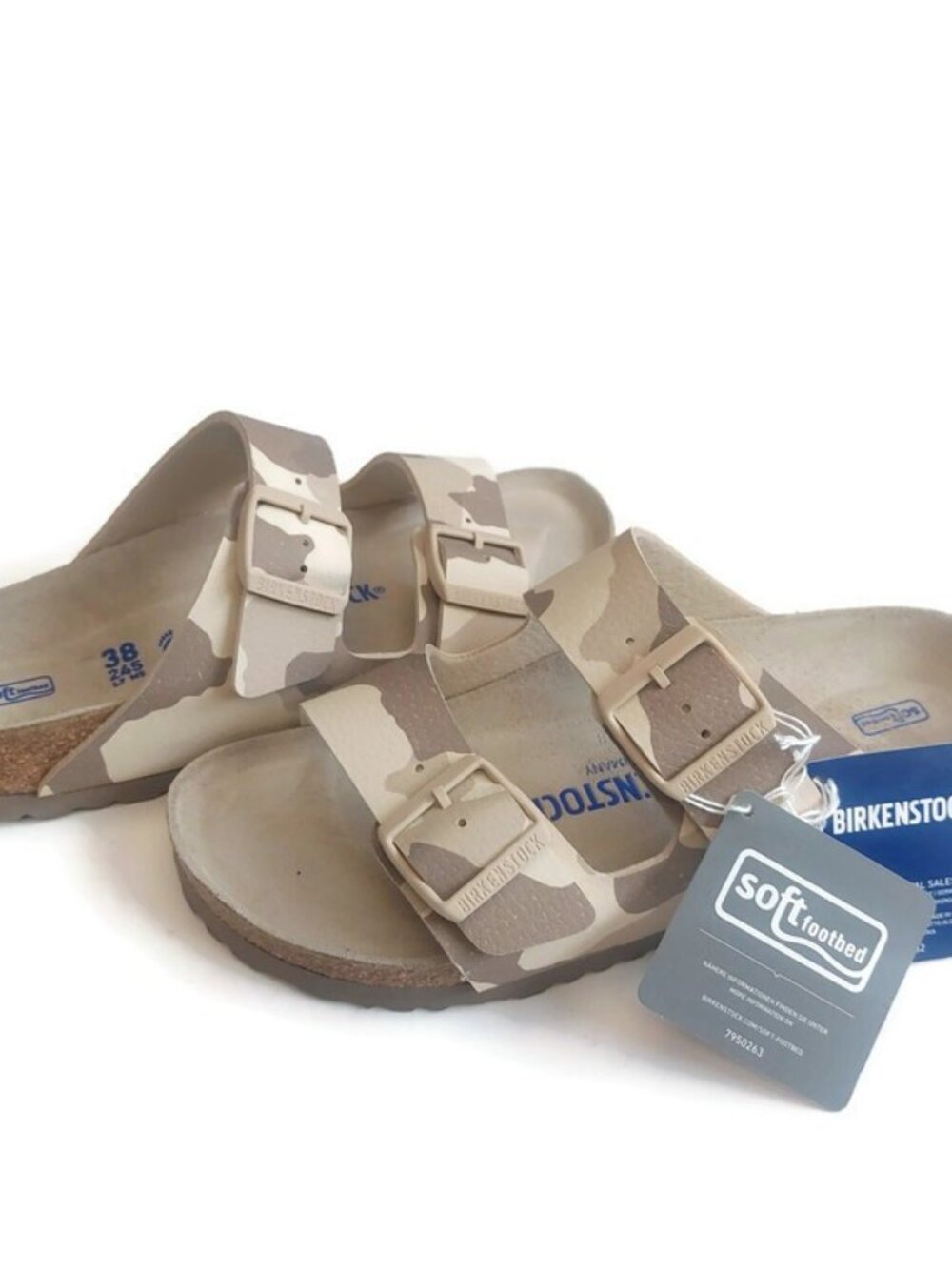 Birkenstock Womens Size 7 Arizona Birko-Flor Sandals Desert Soil Gray Taupe Camo - Picture 9 of 9